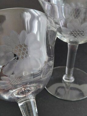 Vintage WJ Hughes Cornflower Coupe Champagne Glasses - Set of 2